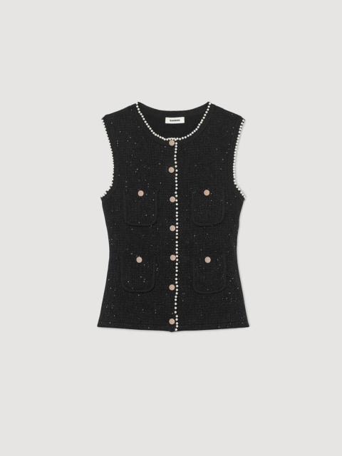 Sandro EMBELLISHED TWEED VEST TOP