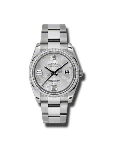 ROLEX Rolex Oyster Perpetual Datejust 36 Silver Floral Dial Stainless Steel Bracelet Automatic Ladies Watc