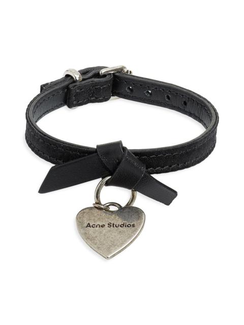 Acne Studios Musubi Faux Leather Heart Charm Bracelet