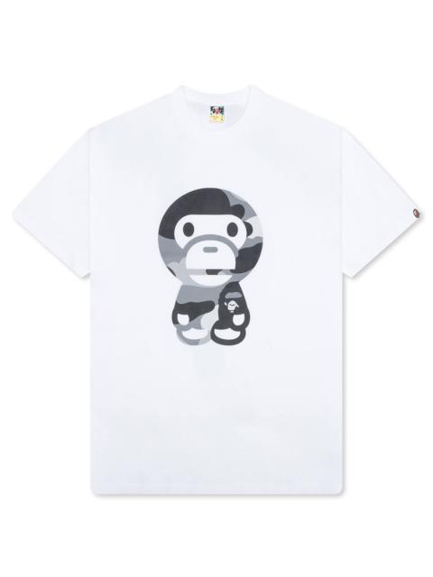 A BATHING APE® GIANT 1ST CAMO BIG BABY MILO TEE - WHITE/GREY