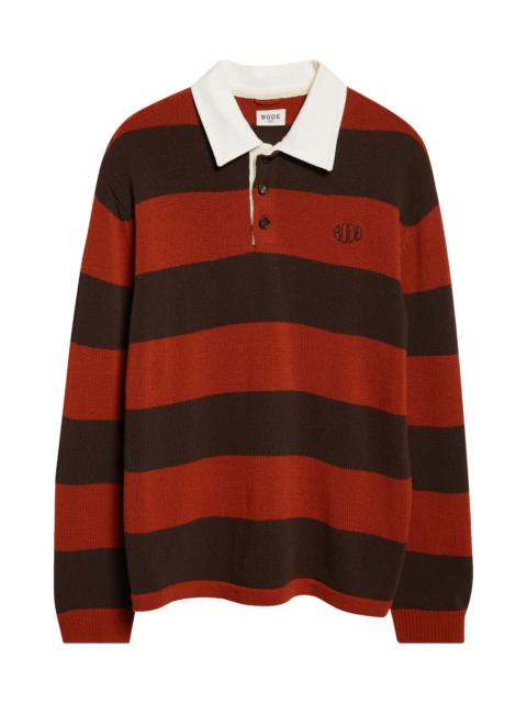 BODE Bode Pine Stripe Wool Rugby Sweater in Brown Multi at Nordstrom