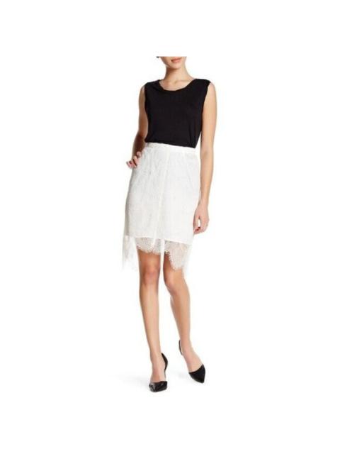 Other Designers Cupcakes & Cashmere Pencil Skirt White Lace High-Low Overlay Sz 8 NWT