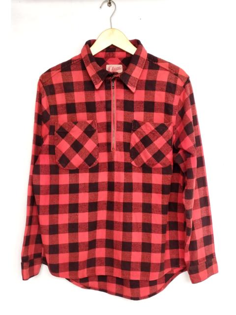 SUGAR CANE Vtg Houston half zipper flannels plaid size M