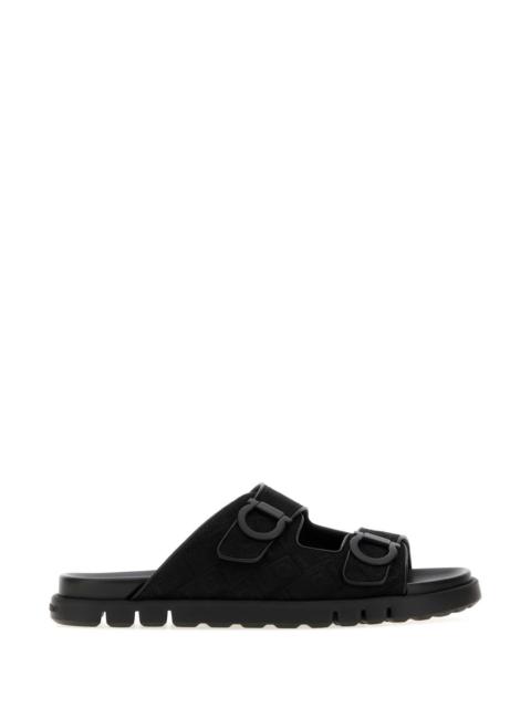 FERRAGAMO Salvatore Ferragamo Men Black Jacquard Colly Slippers
