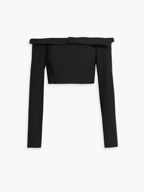 Cult Gaia Valia off-the-shoulder cropped crepe top