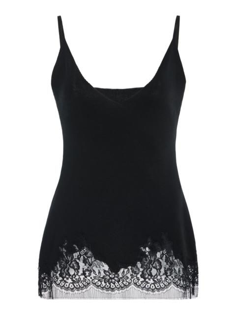 The Row Makka Lace-Trimmed Silk Top black