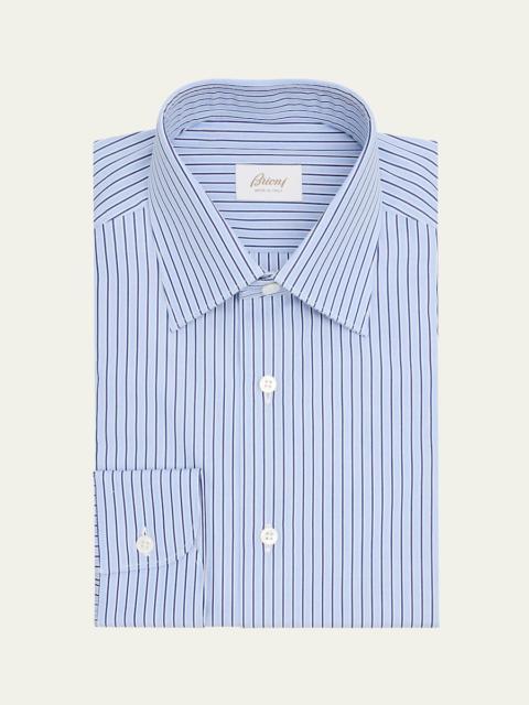 Brioni Men's Cotton Pinstripe Point Collar Dress Shirt