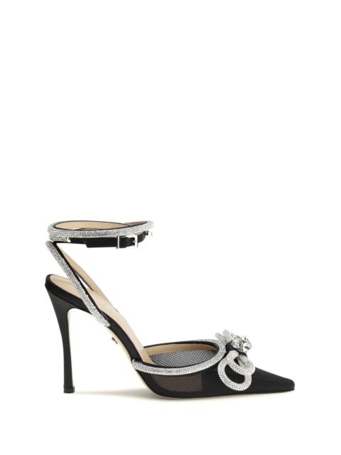 MACH & MACH Mach & Mach Women Double Bow Black Mesh High Heels