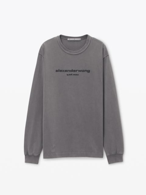 glitter puff logo long-sleeve tee in cotton