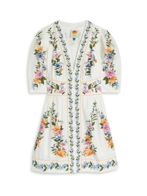 FARM RIO Farm Rio Sweet Bloom Floral-print Cotton Mini Dress