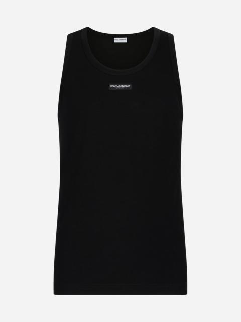 Dolce & Gabbana Two-way stretch cotton tank top with logo label