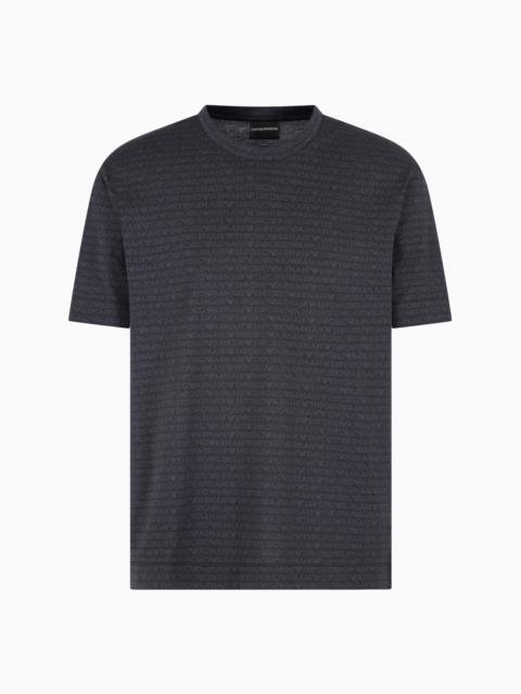 EMPORIO ARMANI JERSEY T-SHIRT WITH ALL-OVER JACQUARD LETTERING