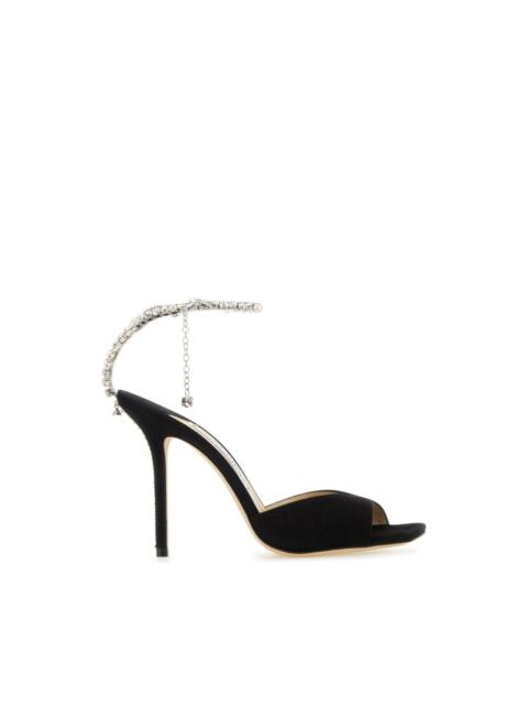 JIMMY CHOO JIMMY CHOO Saeda 100 Black Suede Sandals New & Authentic (Wo