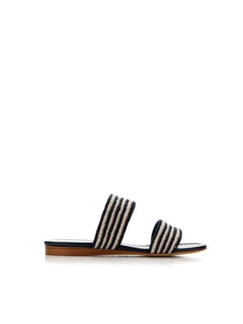 GABRIELA HEARST Lora Flat Sandal in Black Multi Leather Crochet