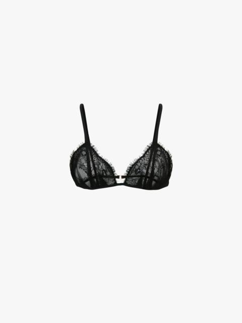 Victoria Beckham Pleat Detail Lace Bra In Black