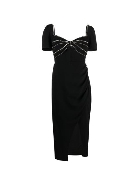 self-portrait crystal-embellished midi dress