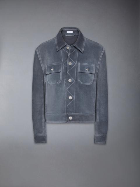 Thom Browne CONTRAST STITCH SUEDE UTILITY JACKET