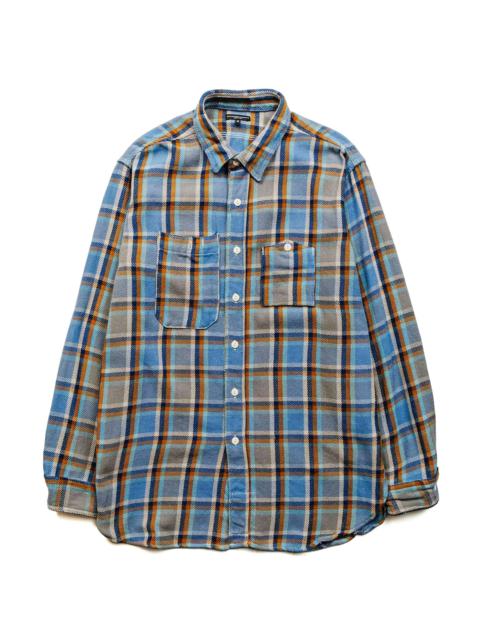 Engineered Garments Work Shirt Blue Cotton Heavy Twill Plaid
