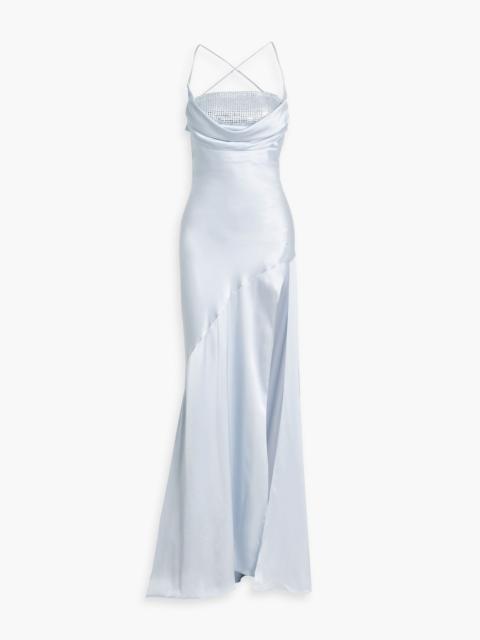RETROFÊTE Emery crystal-embellished draped silk-blend satin gown