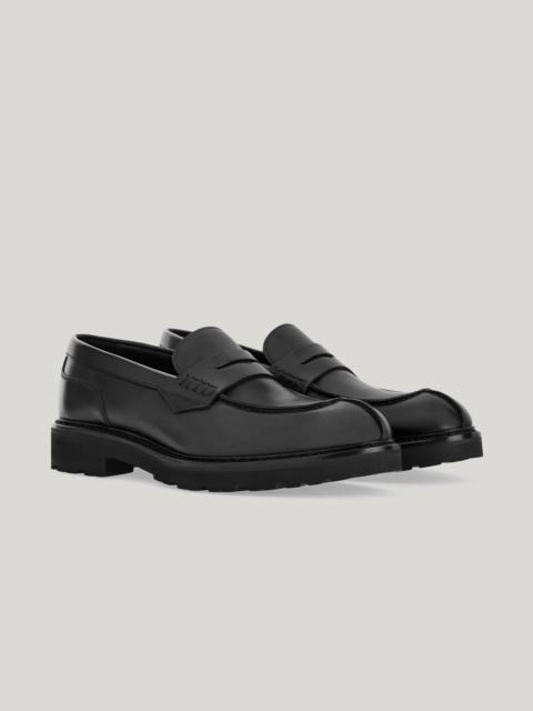Canali BLACK SMOOTH CALFSKIN COLLEGE LOAFERS WITH ULTRALIGHT SOLE