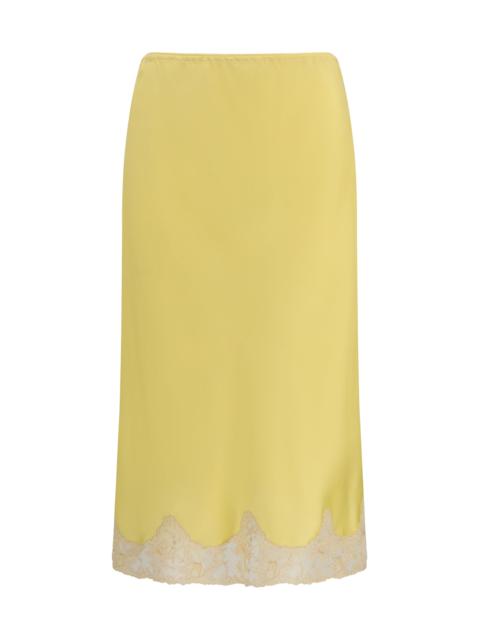 SAINT LAURENT Saint Laurent Satin Midi Skirt Lemon Women