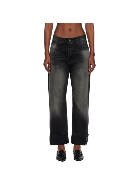 R13 Black Cuffed Boyfriend Jeans