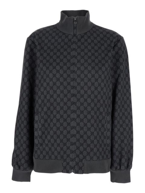 GUCCI Gucci Women Grey Sweatshirt With High Neck And All-Over Gg Print In Tech Fabric Woman