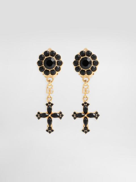 Dolce & Gabbana Cross and rhinestone clip earrings