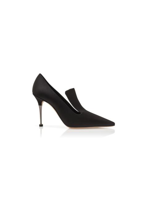Manolo Blahnik Black Satin Instep Detail Pumps