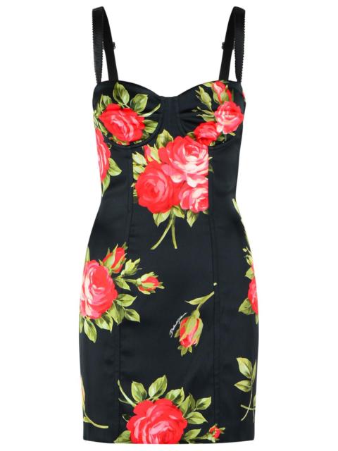 Dolce & Gabbana Dolce & Gabbana 'Bouquet Rose' Dress In Black Viscose Blend Women