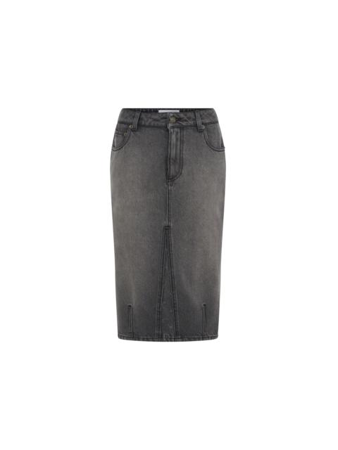 Marine Serre MOON LASER GREY WASH DENIM KNEE LENGTH SKIRT