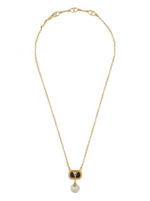 Valentino Valentino Garavani Women Metal "Ovalette" Necklace With Enamel, Crystal And Swarovski® Pearl