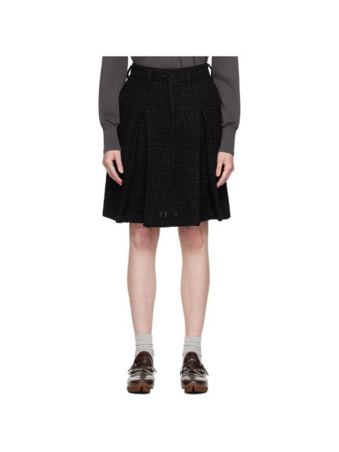 Ambush Black Tweed Pleats Midi Skirt