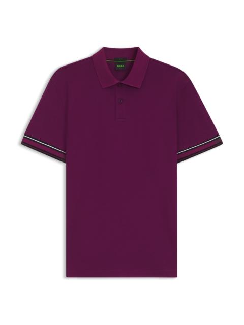 BOSS SLIM-FIT POLO SHIRT IN COTTON WITH STRIPED COLLAR