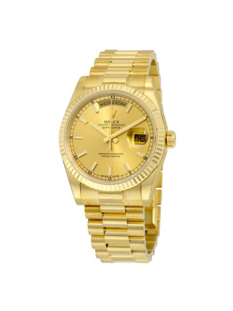 Pre-owned Rolex Day-Date Champagne Dial Men's Watch 118238CS