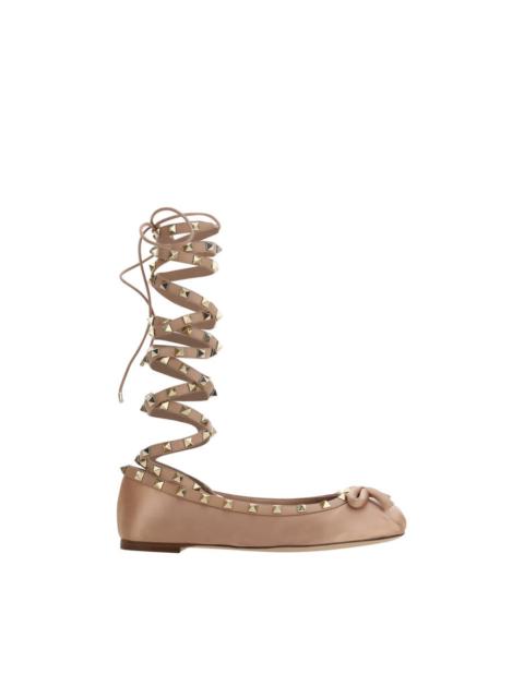 Valentino Valentino Garavani Rockstud Satin Ballerina Shoes