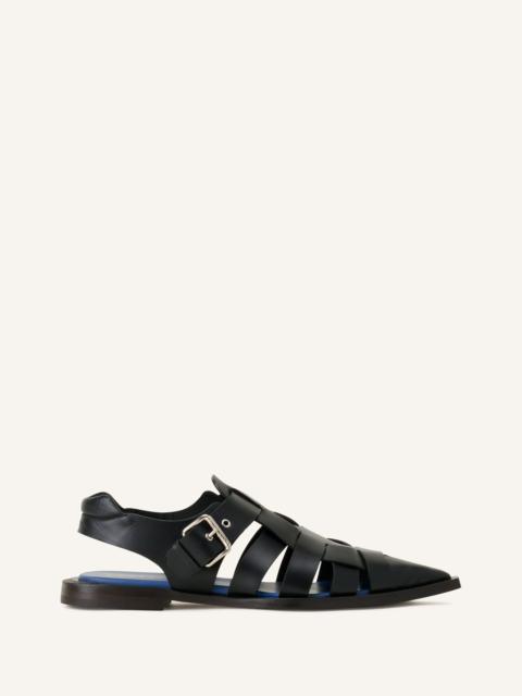 Lanvin BLACK POINTED-TOE LEATHER SANDALS