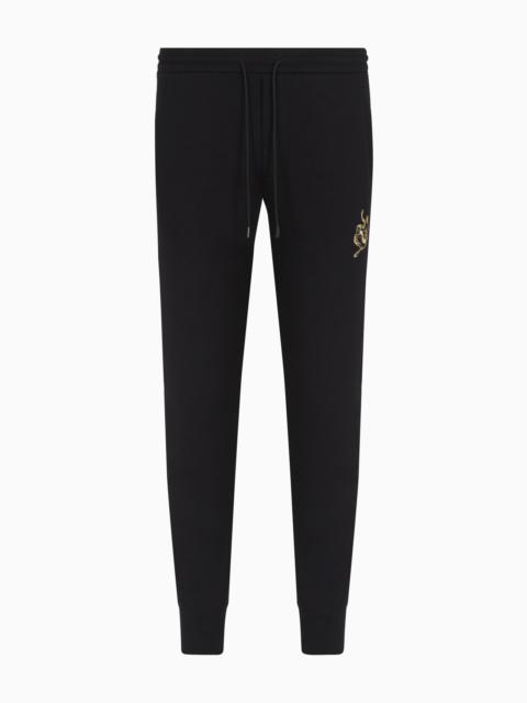 EMPORIO ARMANI DOUBLE JERSEY JOGGERS WITH LUNAR NEW YEAR EMBROIDERY