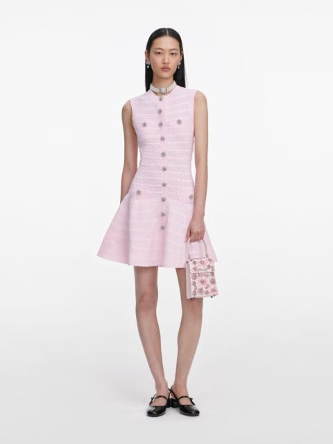 self-portrait Pink Pointelle Diamante Knit Mini Dress