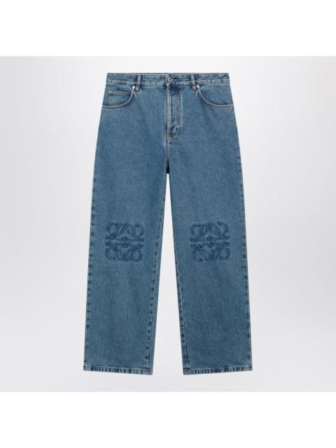 Loewe Loewe Baggy Anagram Embroidered Jeans In Washed Cotton Denim, Blue Men