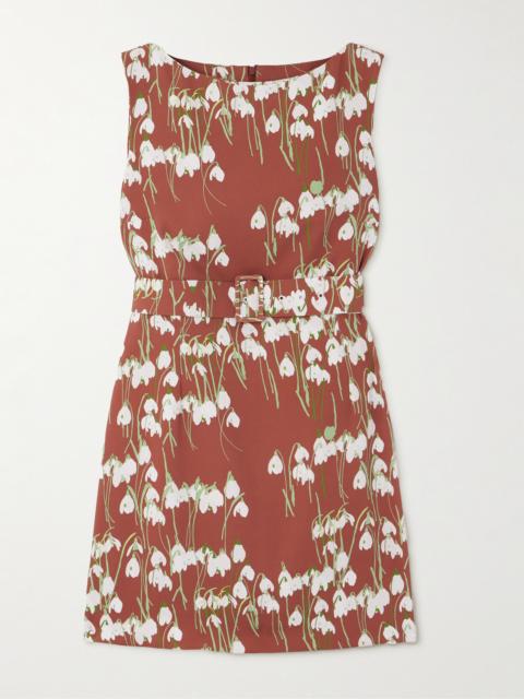 BERNADETTE Lucille Belted Floral-print Crepe Mini Dress