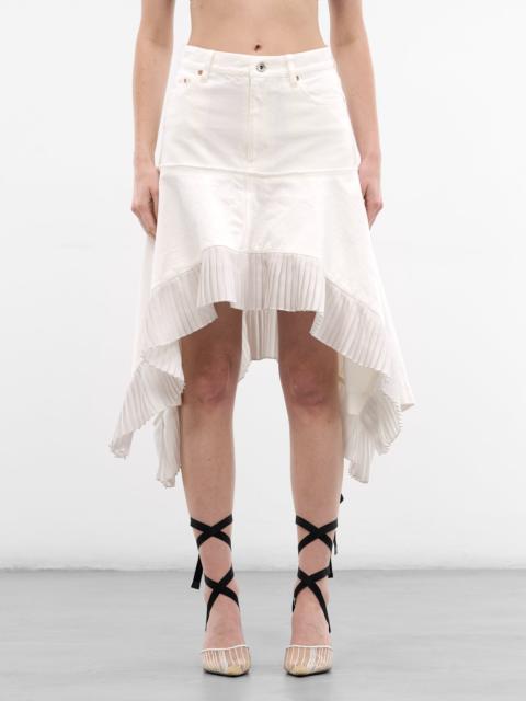 sacai White Hybrid Denim Satin Skirt