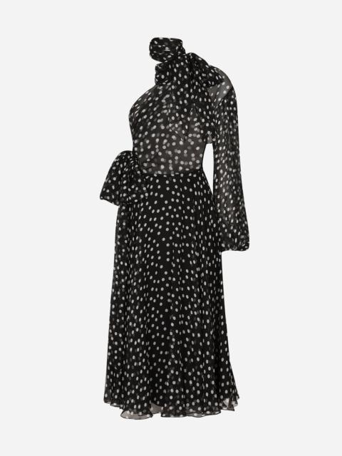 Dolce & Gabbana Polka-dot one-shoulder chiffon dress