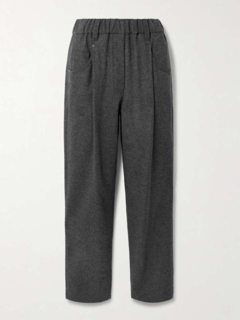 Cropped pleated virgin wool and cashmere-blend pants Gray