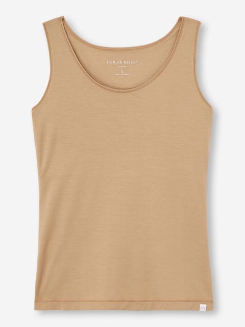 Derek Rose Women's Support Vest Lara Micro Modal Stretch Camel