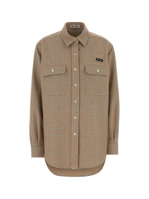 Miu Miu Miu Miu Women Embroidered Flannel Oversize Shirt