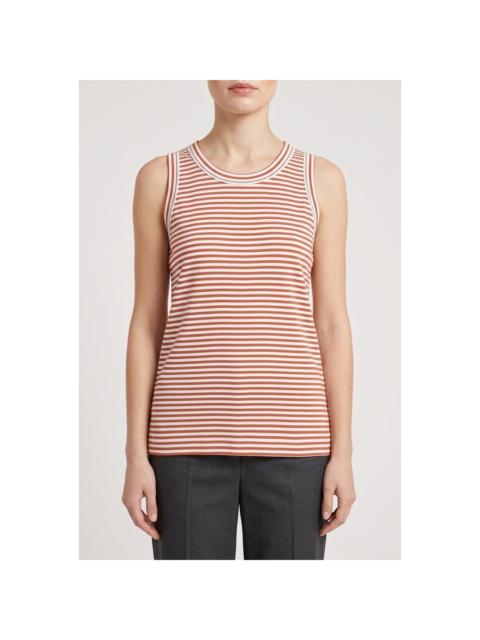 Brunello Cucinelli Brunello Cucinelli Rust Striped Cotton Tank Shirt