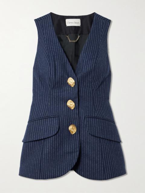Cara Cara Wes Pinstriped Brushed Wool-blend Vest