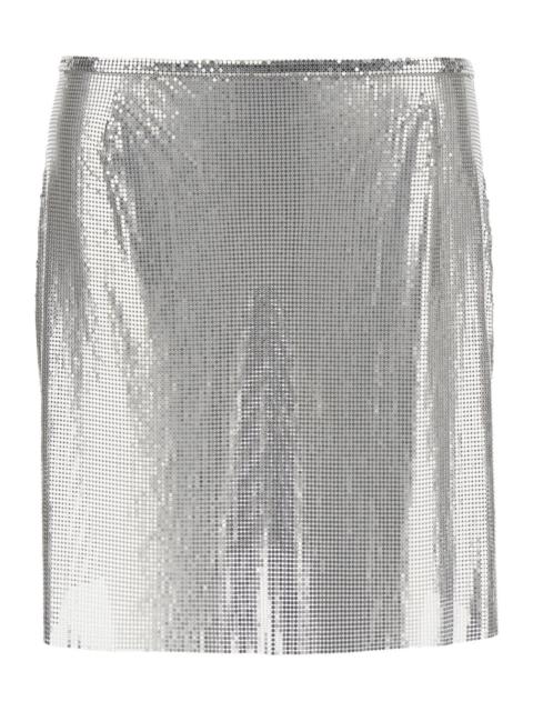 rabanne Rabanne Women Metallic Miniskirt With High Waist And Chainmail Detail In Tech Fabric Woman