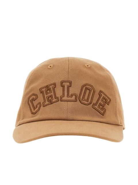 Chloé Chloe Logo Embroidery Cotton Baseball Cap Brown